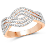 QR11-0072WD-14KR 0.61 ctw. Genuine White Diamond Bridal Ring in 14K Rose Gold
