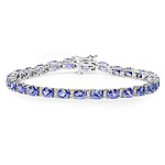 8.58 ctw. Genuine Tanzanite and 0.27 ctw.  White Diamond Tennis Bracelet in 14K White Gold