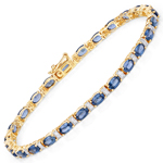 QB1869BSAPHWD-MH-14KY Oval 7.80 ctw Blue Sapphire Bracelet in 14K Yellow Gold