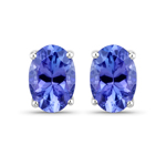 1.20 ctw Genuine Tanzanite Fine Finish Earrings in 14K White Gold