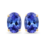 1.20 ctw Tanzanite Fine Finish over 14K Yellow Gold Studs Earrings