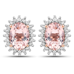 QE11776MGWD-14KR Pink Morganite Halo Earrings in 14K Rose Gold