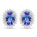 QE11776TANWD-14KY 14K Yellow Gold 1.50 ctw Tanzanite Halo Earrings
