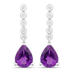 2.06 ct. tw. Amethyst and Lab Grown Diamond Dangle Earrings in .925 Sterling Silver