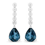 2.36 ct. tw. London Blue Topaz and Lab Grown Diamond Dangle Earrings in .925 Sterling Silver