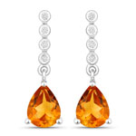 1.86 ct. tw. Madeira Citrine and Lab Grown Diamond Dangle Earrings in .925 Sterling Silver