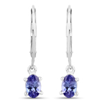 14K White Gold 0.88 ctw Genuine Tanzanite Earrings