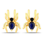 QE18846BSAPHSP-SS18KY 0.37 ct. tw. Blue Sapphire and Black Spinel Spider Earrings In Sterling Silver