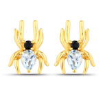 QE18846BTSP-SS18KY 0.43 ct. tw. Blue Topaz and Black Spinel Spider Earrings In Sterling Silver