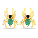 QE18846ESP-SS18KY 0.35 ct. tw. Emerald and Black Spinel Spider Earrings In Sterling Silver