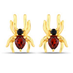 QE18846GSP-SS18KY 0.43 ct. tw. Garnet and Black Spinel Spider Earrings In Sterling Silver