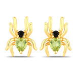 QE18846PSP-SS18KY 0.39 ct. tw. Peridot and Black Spinel Spider Earrings In Sterling Silver