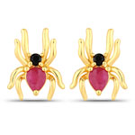 QE18846RSP-SS18KY 0.47 ct. tw. Ruby and Black Spinel Spider Earrings In Sterling Silver