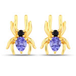 QE18846TANSP-SS18KY 0.35 ct. tw. Tanzanite and Black Spinel Spider Earrings In Sterling Silver