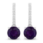 QE19514ALGD-SSR 1.56 ct. tw. Amethyst and Lab Grown Diamond Dangle Earrings in .925 Sterling Silver