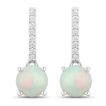 QE19514ETHOPLGD-SSR 1.10 ct. tw. Ethiopian Opal and Lab Grown Diamond Dangle Earrings in .925 Sterling Silver