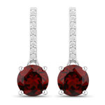 QE19514MZGLGD-SSR 2.10 ct. tw. Mozambique Garnet and Lab Grown Diamond Dangle Earrings in .925 Sterling Silver