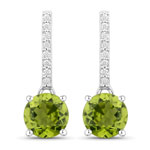 QE19514PLGD-SSR 1.70 ct. tw. Peridot and Lab Grown Diamond Dangle Earrings in .925 Sterling Silver