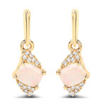 QE4867ETHOPWD-14KY 0.50 ctw. Genuine Ehiopian Opal and 0.07 ctw. White Diamond Dangle Earrings in 14K Yellow Gold