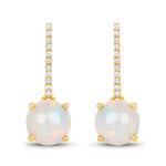 QE4877ETHOPWD-14KY 1.00 ctw. Genuine Ehiopian Opal and 0.07 ctw. White Diamond Dangle Earrings in 14K Yellow Gold