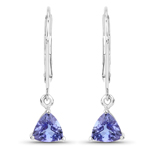 QE6855TAN-AAA-14KW 14K White Gold 1.18 ctw Tanzanite Dangle Earrings