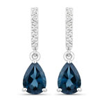QE9290LBTLGD-SSR 1.77 ct. tw. London Blue Topaz and Lab Grown Diamond Dangle Earrings in .925 Sterling Silver