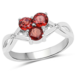 0.96 ctw Genuine Garnet Rhodium Plated Ring in .925 Sterling Silver
