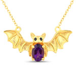 0.83 ct. tw. Amethyst and Black Spinel Bat Necklace In Sterling Silver