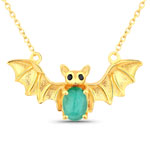1.08 ct. tw. Emerald and Black Spinel Bat Necklace In Sterling Silver