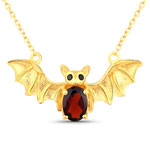 1.08 ct. tw. Garnet and Black Spinel Bat Necklace In Sterling Silver