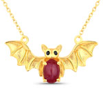 1.18 ct. tw. Ruby and Black Spinel Bat Necklace In Sterling Silver