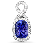 QP10004TANWD-14KW 7.62 ctw. Genuine Tanzanite and 0.45 ctw. White Diamond Crossover Pendant in 14K White Gold