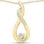 0.25 ctw. Genuine White Diamond Crossover Pendant in 14K Yellow Gold