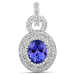 QP10370TANWD-14KW 5.42 ctw. Genuine Tanzanite and 0.66 ctw. White Diamond Statement Pendant in 14K White Gold