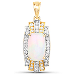 QP10406ETHOPWD-14KY 4.66 ctw. Genuine Ehiopian Opal and 0.73 ctw. White Diamond Statement Pendant in 14K Yellow Gold