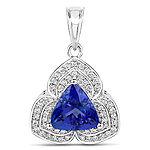 QP10412TANWD-14KW 4.36 ctw. Genuine Tanzanite and 0.43 ctw. White Diamond Statement Pendant in 14K White Gold
