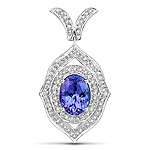 4.00 ctw. Genuine Tanzanite and 0.55 ctw. White Diamond Slide Pendant in 14K White Gold