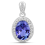 3.54 ctw. Genuine Tanzanite and 0.29 ctw. White Diamond Dangle Pendant in 14K White Gold