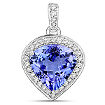 QP10486TANWD-14KW 2.65 ctw. Genuine Tanzanite and 0.16 ctw. White Diamond Halo Pendant in 14K White Gold