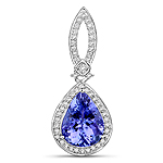 QP10506TANWD-14KW 3.40 ctw. Genuine Tanzanite and 0.23 ctw. White Diamond Slide Pendant in 14K White Gold