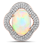 QP10740ETHOPWD-14KR 3.35 ctw. Genuine Ehiopian Opal and 0.38 ctw. White Diamond Halo Pendant in 14K Rose Gold