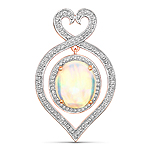 QP10755ETHOPWD-14KR 5.14 ctw. Genuine Ehiopian Opal and 0.55 ctw. White Diamond Crossover Pendant in 14K Rose Gold
