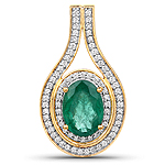 QP10897BZEWD-18KY 4.00 ctw. Genuine Emerald and 0.62 ctw. White Diamond Slide Pendant in 18K Yellow Gold
