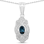 0.66 ct. tw. Genuine London Blue Topaz And White Topaz Statement Pendant In Sterling Silver
