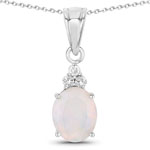 1.68 ct. tw. Ethiopian Opal and Lab Grown Diamond Cocktail Pendant in .925 Sterling Silver