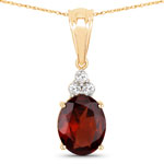 2.84 ct. tw. Genuine Rhodolite And White Diamond Statement Pendant In 14K Yellow Gold