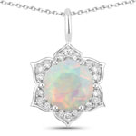 1.03 ct. tw. Ethiopian Opal and Lab Grown Diamond Star Shape Pendant in .925 Sterling Silver
