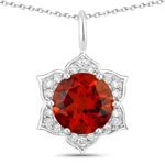 1.63 ct. tw. Madeira Citrine and Lab Grown Diamond Star Shape Pendant in .925 Sterling Silver