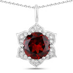 2.38 ct. tw. Mozambique Garnet and Lab Grown Diamond Star Shape Pendant in .925 Sterling Silver