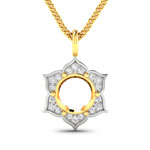 0.14 ctw. Genuine White Diamond Semi-Mounting Halo Pendant in 14K Yellow Gold - holds 8.00mm Round Gemstone